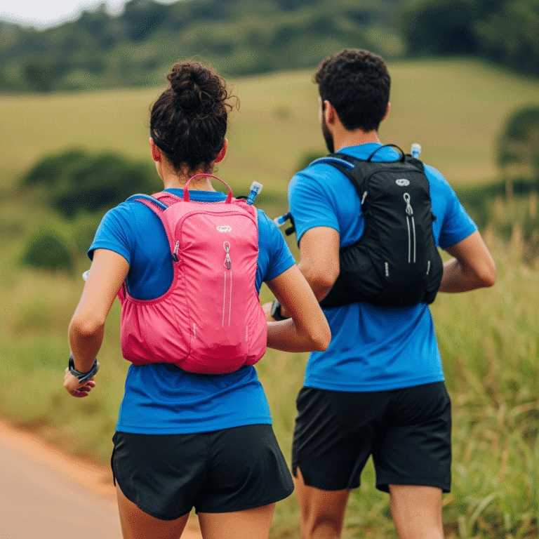 corredores com mochila de hidratação