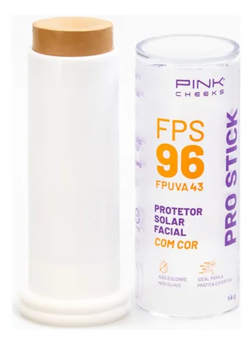 Protetor solar Pink Cheeks Stick Esportivo FPS 96, em bastão compacto, resistente ao suor e perfeito para atividades físicas ao ar livre, 15g