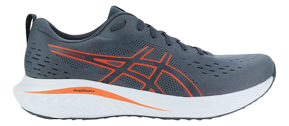 Tênis Asics Gel‑Excite 10 com AMPLIFOAM e GEL traseiro, maciez amigável para 5–10 km e retorno à corrida